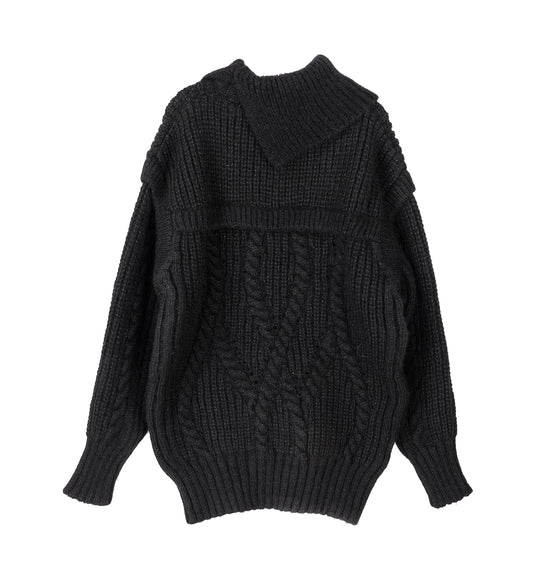 CONTRAST HIGH NECK CHUNKY KNIT JUMPER BLACK/BLACK