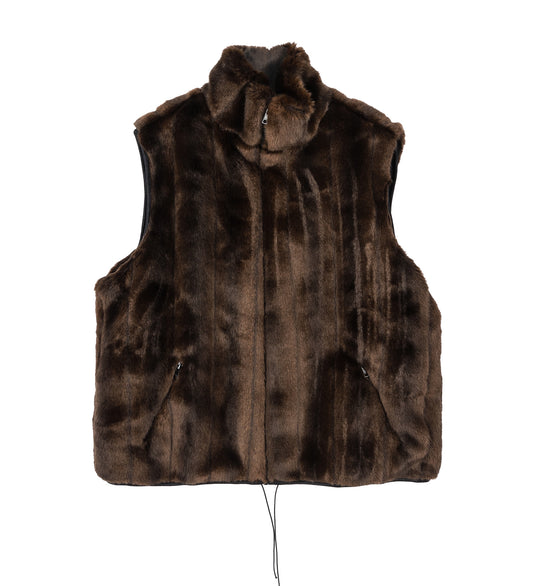 FAUX MINK GILET BROWN