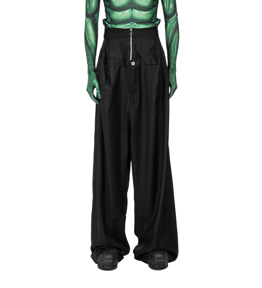 NATASHA ZINKO DOUBLE WAIST BOX PANTS BLACK