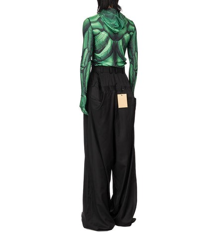 NATASHA ZINKO DOUBLE WAIST BOX PANTS BLACK