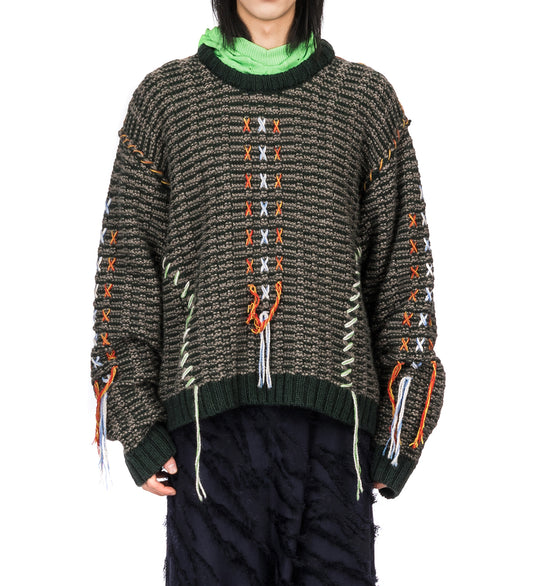 HANG OUT SWEATER MOSS GREEN MELANGE