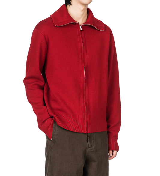 KNIT ZIP UP JACKET CHERRY