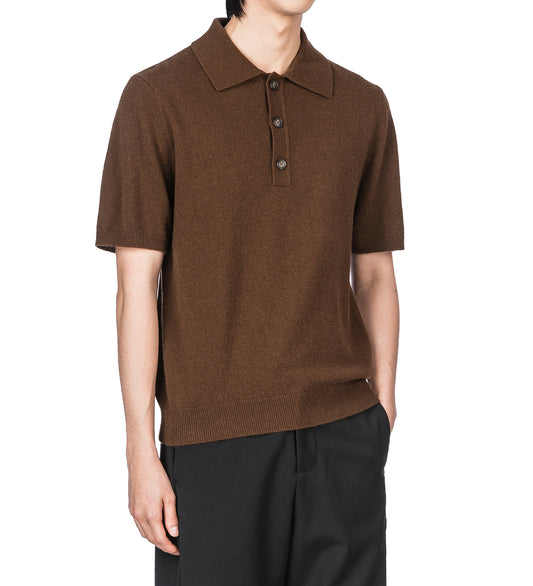 SHORT SLEEVE KNIT POLO CEDAR