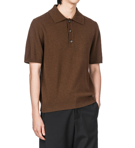 SHORT SLEEVE KNIT POLO CEDAR