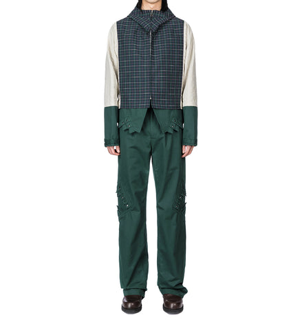 ESTIKE HOODED JACKET FOREST CHECK/IVORY STRIPE