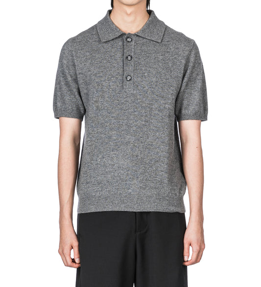 SHORT SLEEVE KNIT POLO CONCRETE