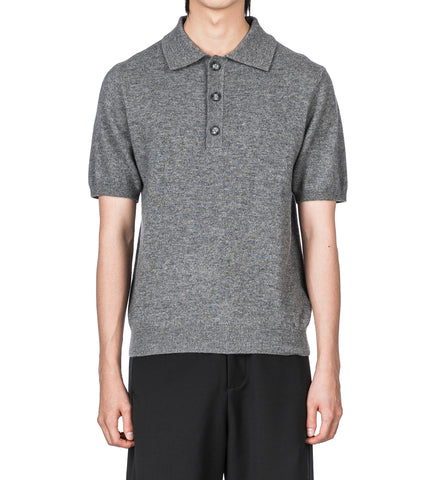 SHORT SLEEVE KNIT POLO CONCRETE