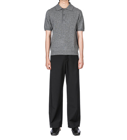SHORT SLEEVE KNIT POLO CONCRETE
