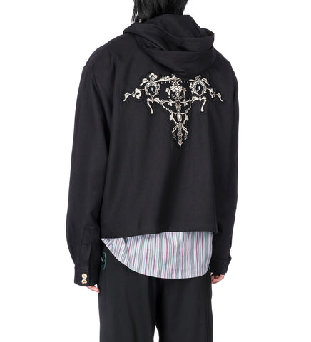 SLATINA HOODED TOP LS COAL BLACK