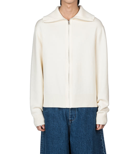 KNIT ZIP UP JACKET IVORY