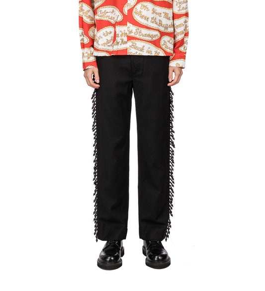 BEADED FRINGE TROUSER BLACK