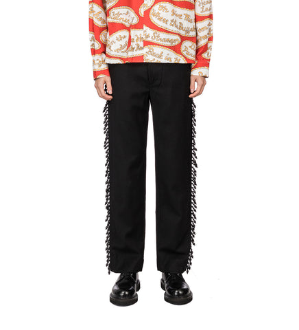 BEADED FRINGE TROUSER BLACK
