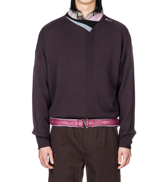 VIG MULTI COLLAR JUMPER DARK BROWN/PINE/LILAC