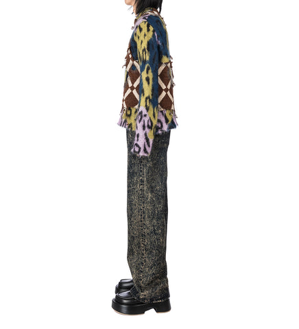 DESTROYED ARGYLE ROUNDNECK SWEATER BROWN/MULTI