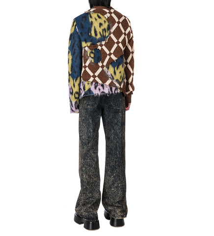 DESTROYED ARGYLE ROUNDNECK SWEATER BROWN/MULTI