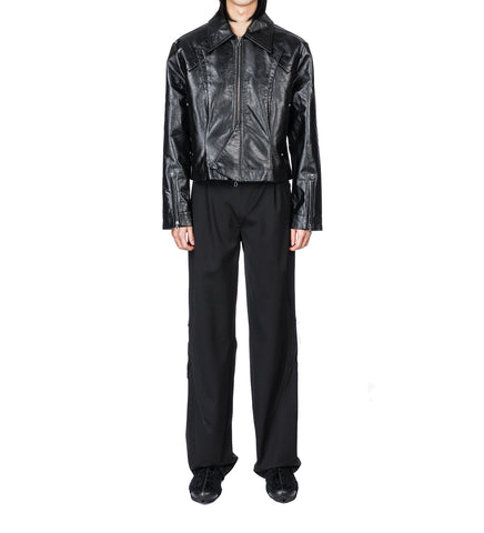 KRANER CROPPED LEATHER BLOUSON RAVEN BLACK