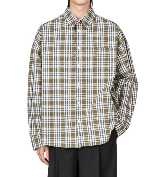 COMPACT COTTON SHIRT WITH CHECKED PATTERN GREEN