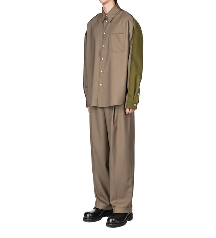 TROPICAL WOOL SHIRT WITH CONTRAST GREEN BROWN