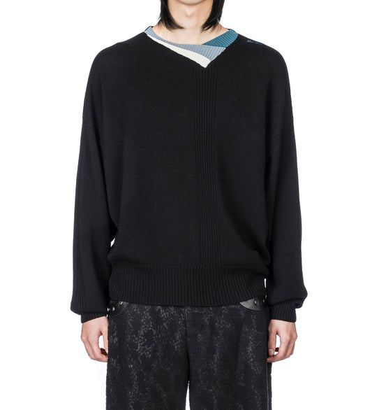 VIG MULTI COLLAR JUMPER BLACK/CREAM/PINE