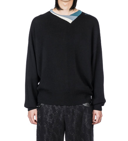 VIG MULTI COLLAR JUMPER BLACK/CREAM/PINE
