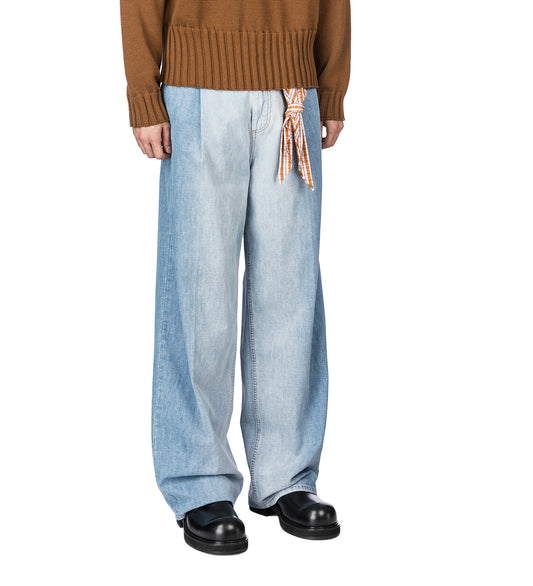 CHAMBRAY JEANS WITH FOULARD LIGHT BLUE