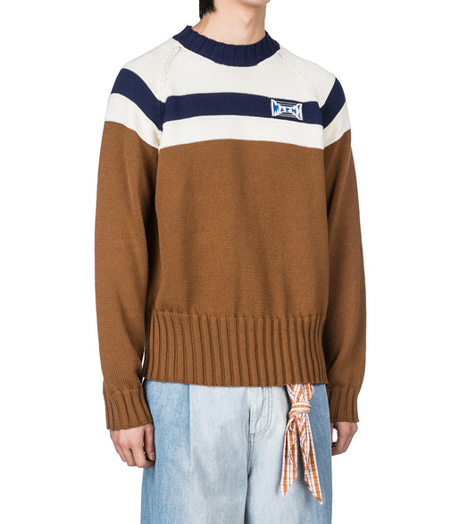 STRIPED LOGO KNIT TOBACCO