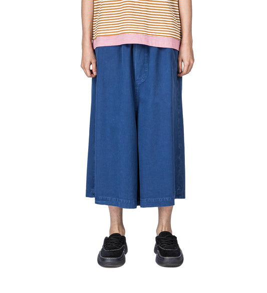 COTTON WIDE LEG SHORTS BLUE