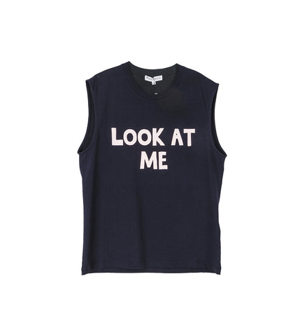 LOOK AT ME PRINTED TANK TOP DARK NAVY