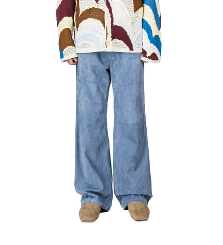 SUEDE PANTS WITH CUT-OUT DETAILING DUSK BLUE