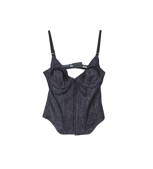 LINGERIE DENIM TOP BLUE/BLACK