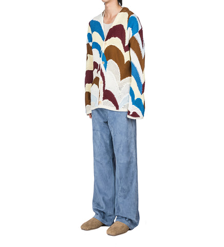 SUEDE PANTS WITH CUT-OUT DETAILING DUSK BLUE