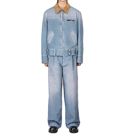 CONTRAST COLLAR ZIPPER JACKET BLUE