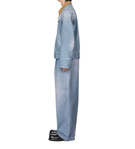 CONTRAST COLLAR ZIPPER JACKET BLUE
