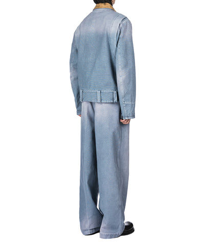 CONTRAST COLLAR ZIPPER JACKET BLUE