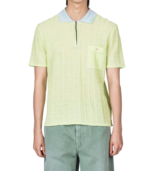 LOGO COLLAR ZIP KNIT LIME