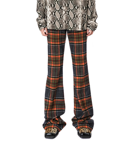 TARTAN FLARE PANTS ORANGE/GREY