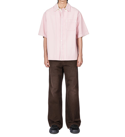 SCREEN PRINTED DENIM SHIRT PINK