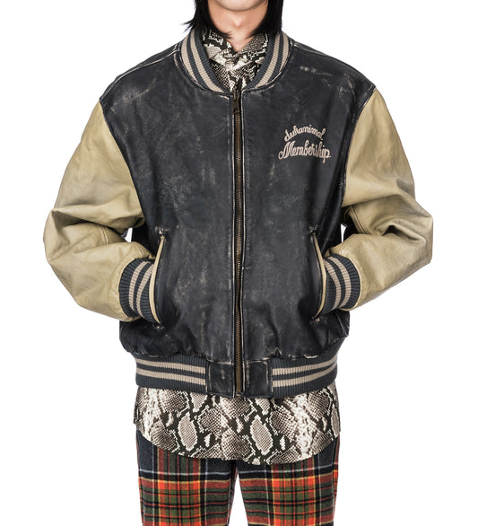 DURANIMAL LEATHER BOMBER BLACK/CREAM