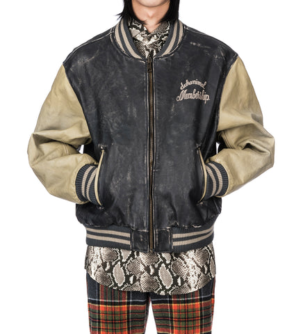 DURANIMAL LEATHER BOMBER BLACK/CREAM