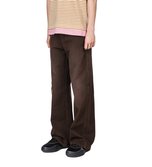 CANVAS PANTS WITH FLAG PATCH BROWN