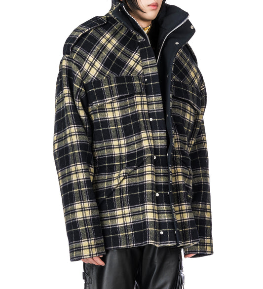 OVER THE SHOULDERS TARTAN PARKA BLUE/CREAM