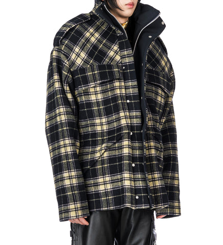 OVER THE SHOULDERS TARTAN PARKA BLUE/CREAM