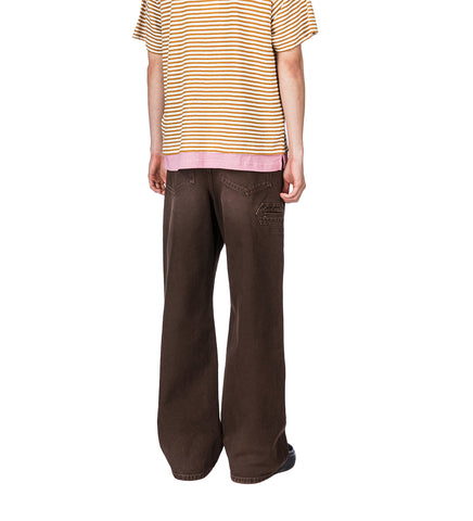 CANVAS PANTS WITH FLAG PATCH BROWN