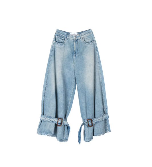 BUCKLED CUFF JEANS LIGHT BLUE