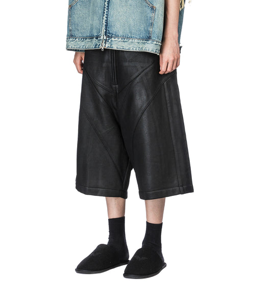 MOTO COATED SWEAT SHORTS BLACK