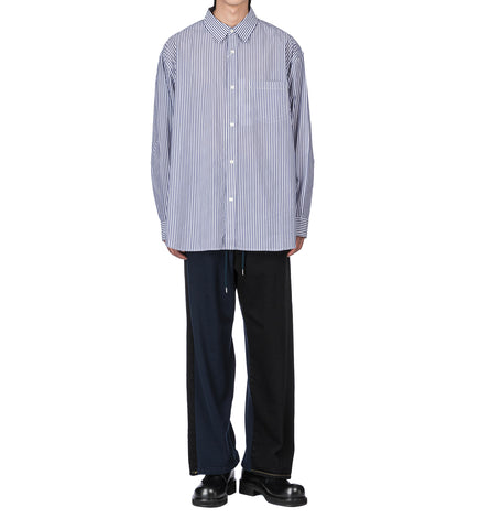WRINKLE PLEAT SHIRT NAVY STRIPE