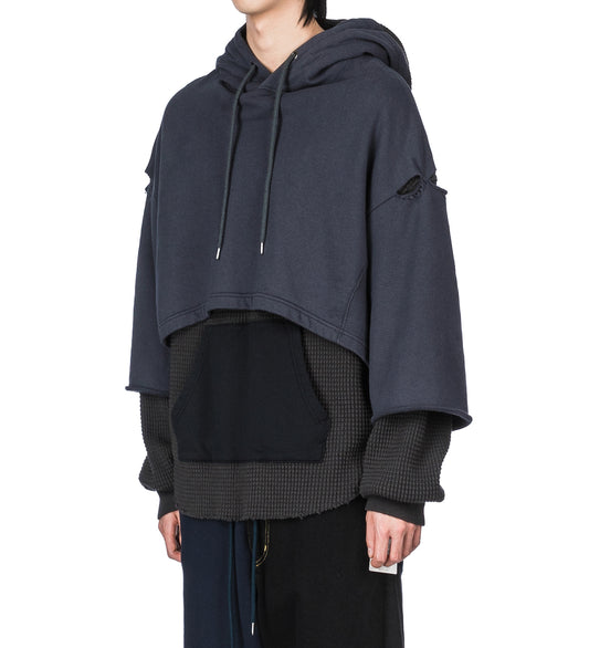 LAYERED HOODIE CHARCOAL/BLACK