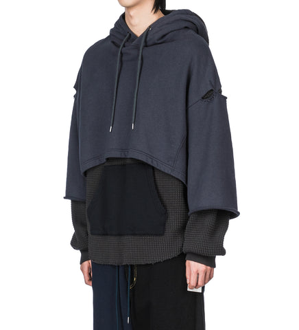 LAYERED HOODIE CHARCOAL/BLACK