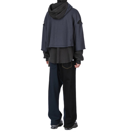 LAYERED HOODIE CHARCOAL/BLACK