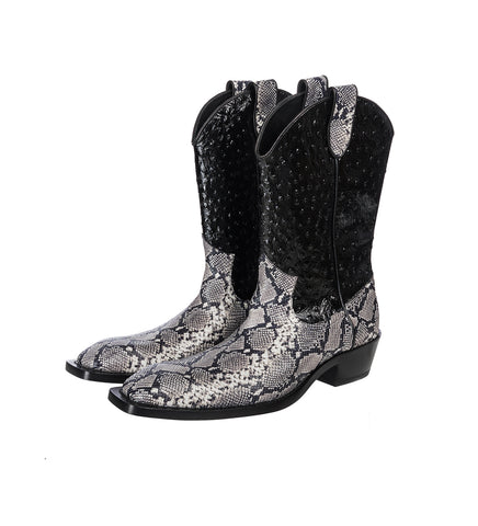 COWBOY BOOT GREY AND BLACK